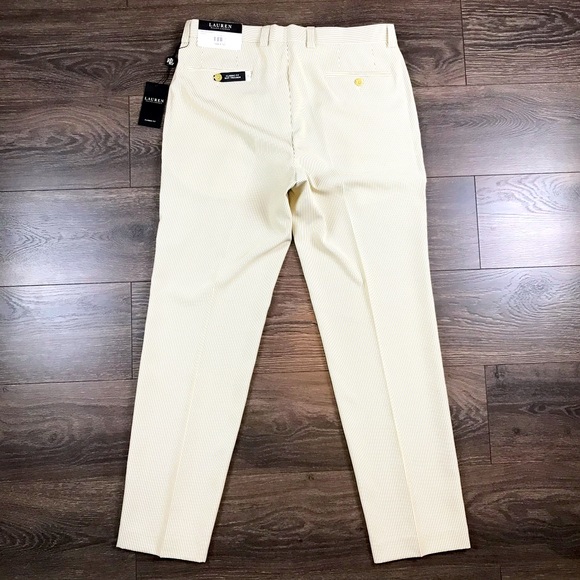 Lauren Ralph Lauren Mens Classic Fit 2 Piece Suit Jacket & Trouser - Tan & White - Picture 12 of 13